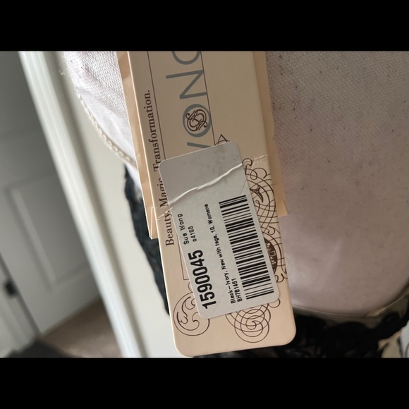 Sue Wong Cream and Black Strapless Dress - Picture 5 of 9